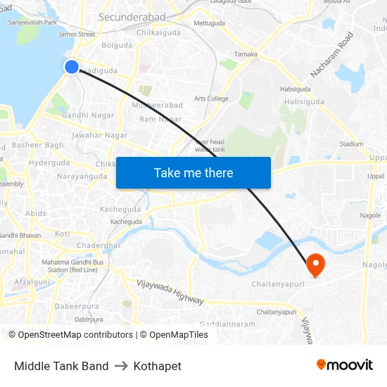 Middle Tank Band to Kothapet map