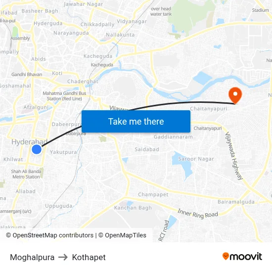 Moghalpura to Kothapet map