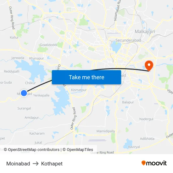 Moinabad to Kothapet map