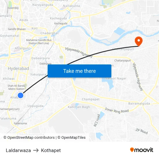 Laldarwaza to Kothapet map