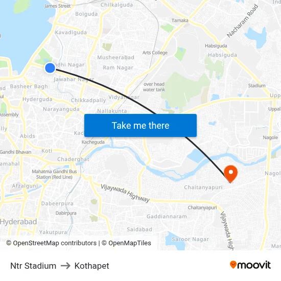 Ntr Stadium to Kothapet map
