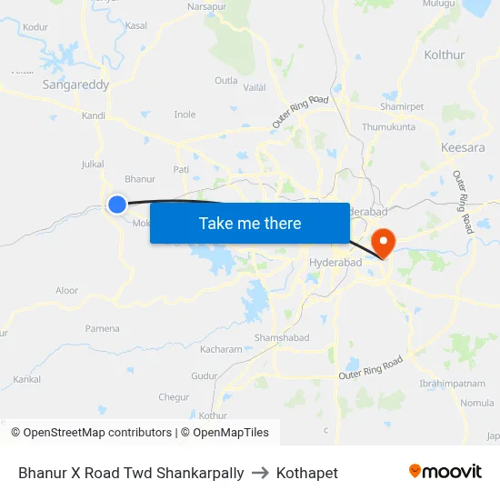 Bhanur X Road Twd Shankarpally to Kothapet map