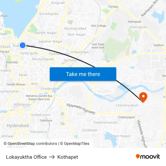 Lokayuktha Office to Kothapet map