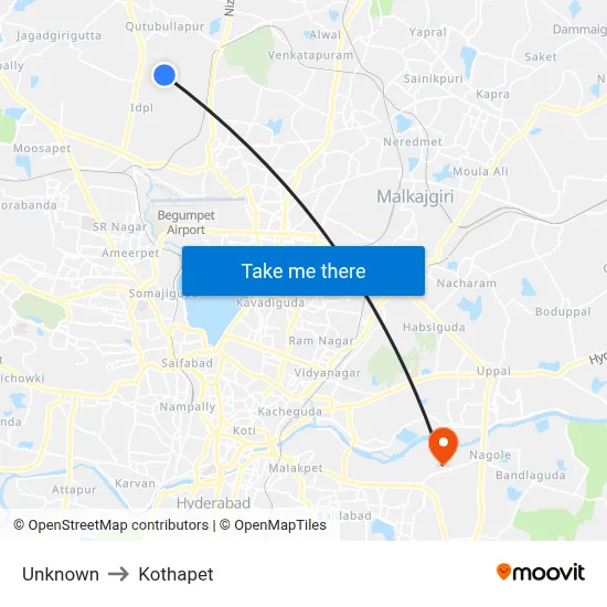 Unknown to Kothapet map