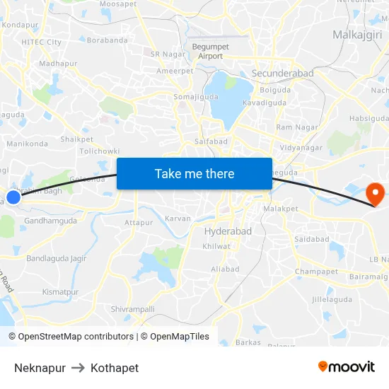 Neknapur to Kothapet map