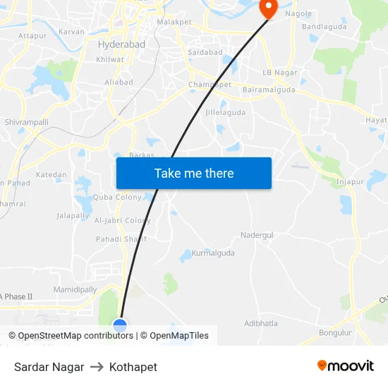 Sardar Nagar to Kothapet map