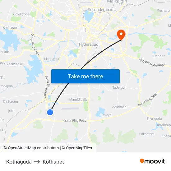 Kothaguda to Kothapet map