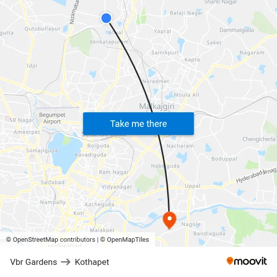 Vbr Gardens to Kothapet map