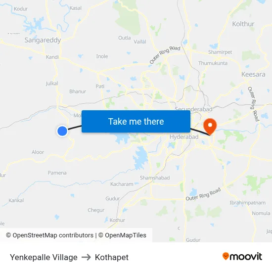 Yenkepalle Village to Kothapet map