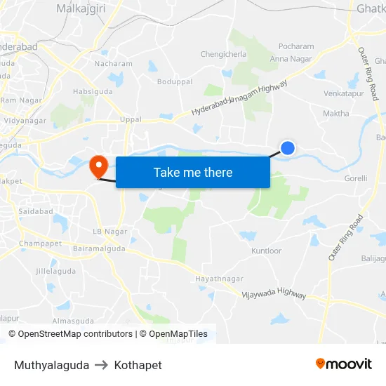 Muthyalaguda to Kothapet map