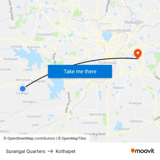 Surangal Quarters to Kothapet map