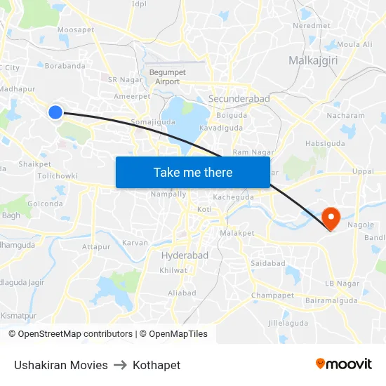 Ushakiran Movies to Kothapet map