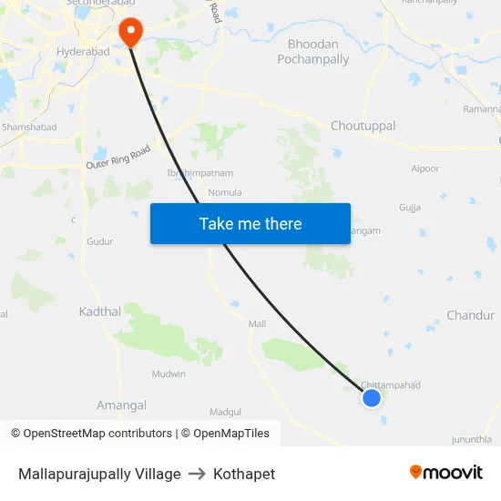 Mallapurajupally Village to Kothapet map