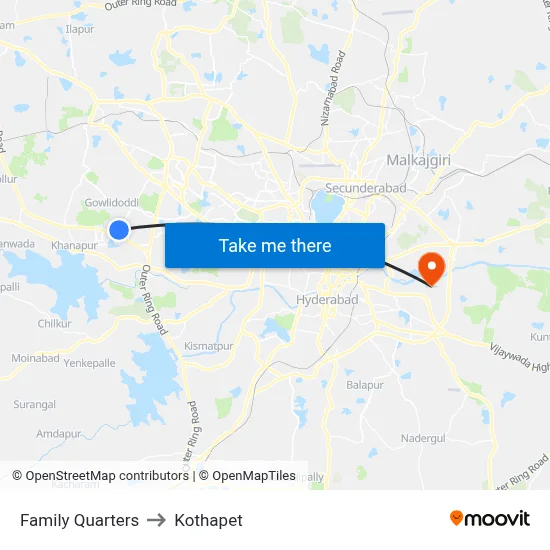 Family Quarters to Kothapet map