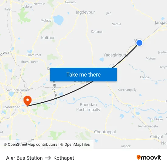 Aler Bus Station to Kothapet map