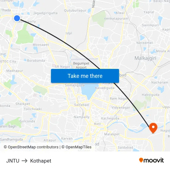 JNTU to Kothapet map