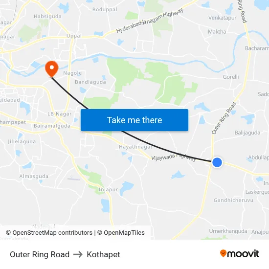 Outer Ring Road to Kothapet map
