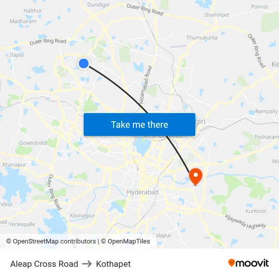 Aleap Cross Road to Kothapet map