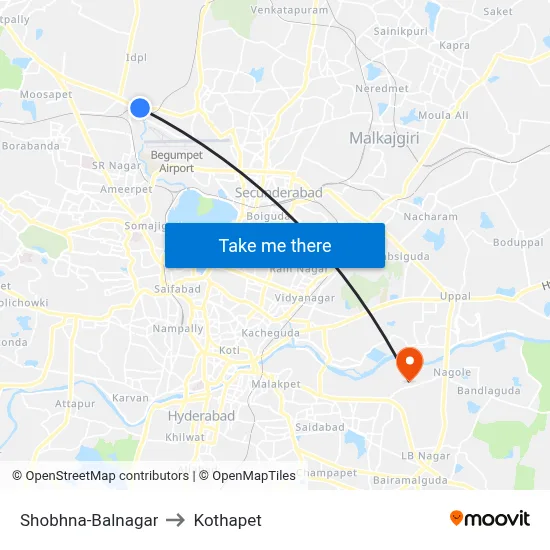 Shobhna-Balnagar to Kothapet map