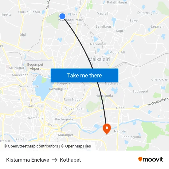 Kistamma Enclave to Kothapet map