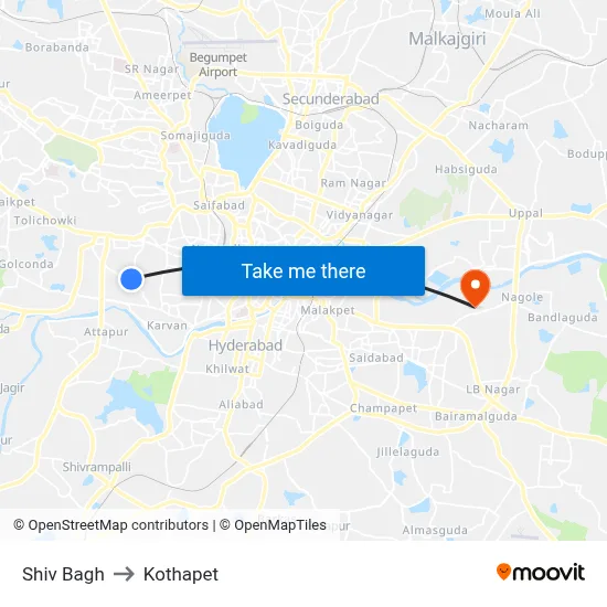 Shiv Bagh to Kothapet map