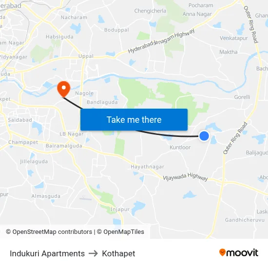 Indukuri Apartments to Kothapet map