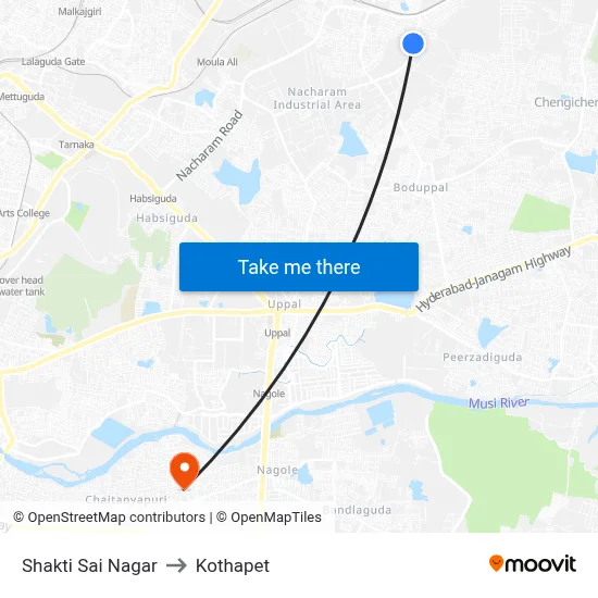 Shakti Sai Nagar to Kothapet map
