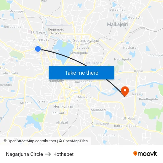 Nagarjuna Circle to Kothapet map