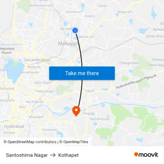 Santoshima Nagar to Kothapet map