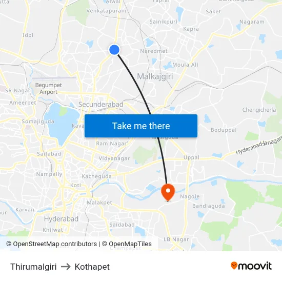 Thirumalgiri to Kothapet map