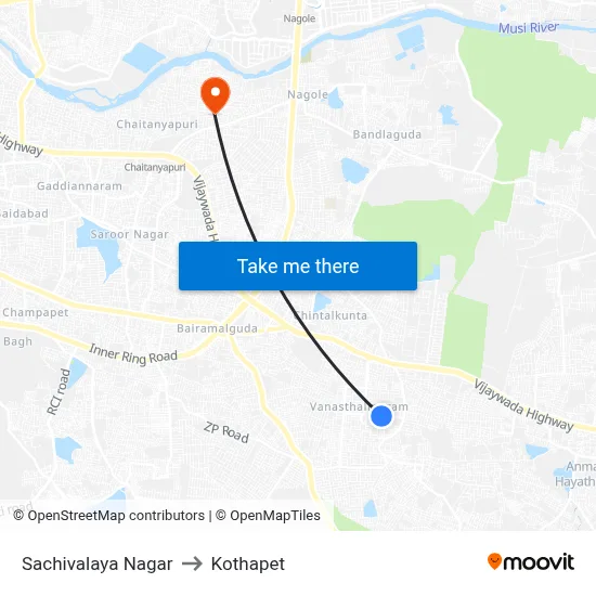 Sachivalaya Nagar to Kothapet map