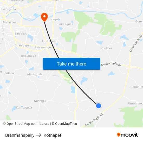 Brahmanapally to Kothapet map