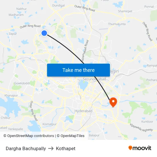 Dargha Bachupally to Kothapet map