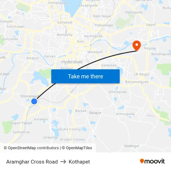 Aramghar Cross Road to Kothapet map