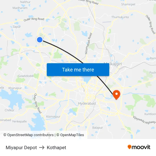 Miyapur Depot to Kothapet map