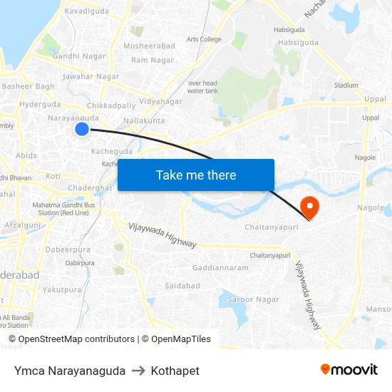 Ymca Narayanaguda to Kothapet map