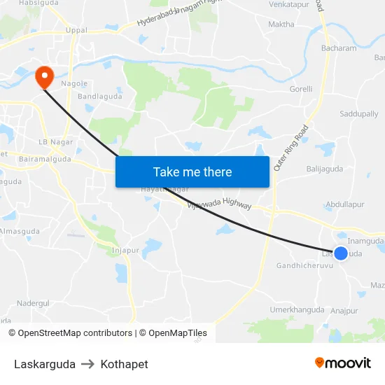 Laskarguda to Kothapet map