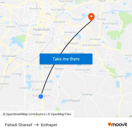 Pahadi Shareef to Kothapet map