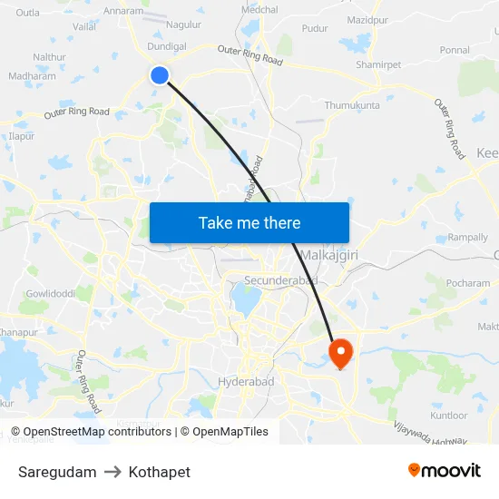 Saregudam to Kothapet map