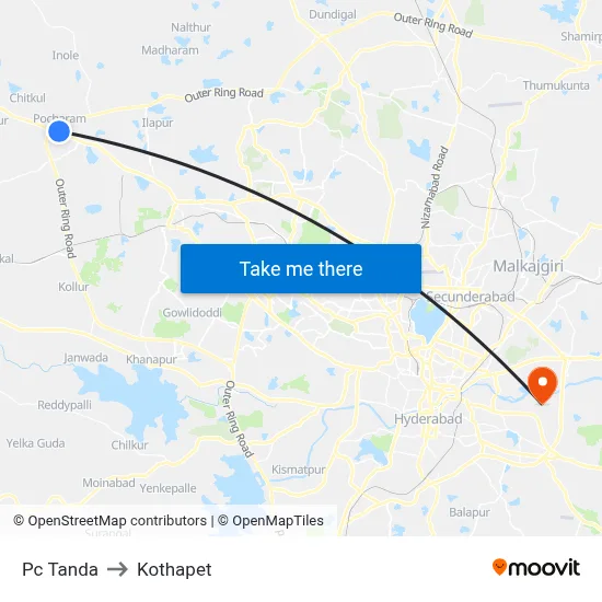 Pc Tanda to Kothapet map