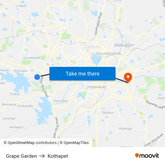 Grape Garden to Kothapet map
