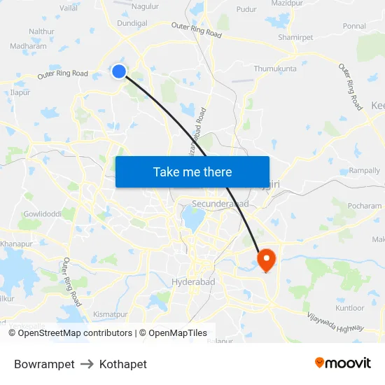 Bowrampet to Kothapet map