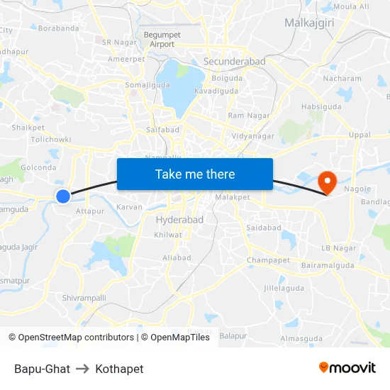 Bapu-Ghat to Kothapet map