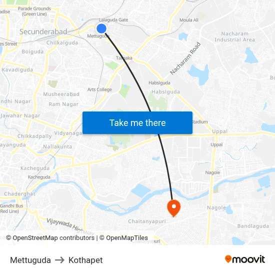 Mettuguda to Kothapet map