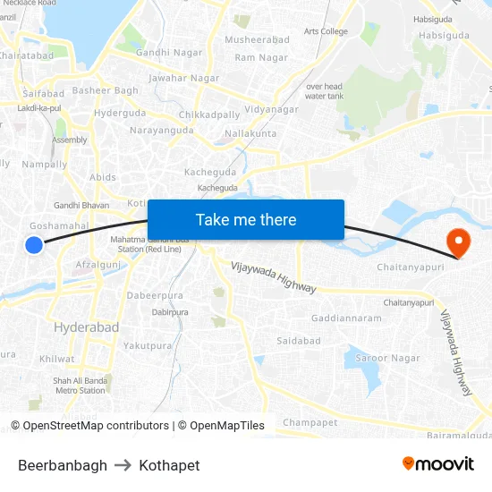 Beerbanbagh to Kothapet map