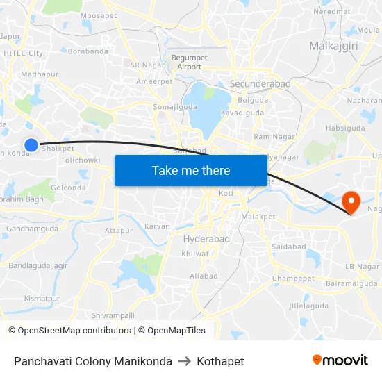 Panchavati Colony  Manikonda to Kothapet map
