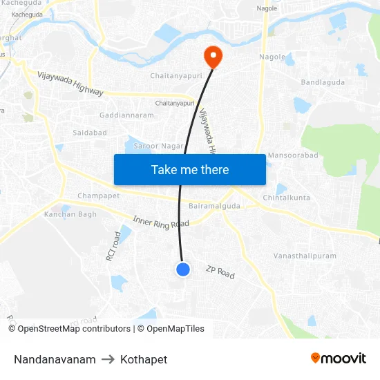 Nandanavanam to Kothapet map