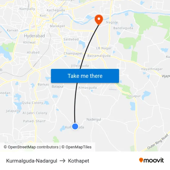 Kurmalguda-Nadargul to Kothapet map