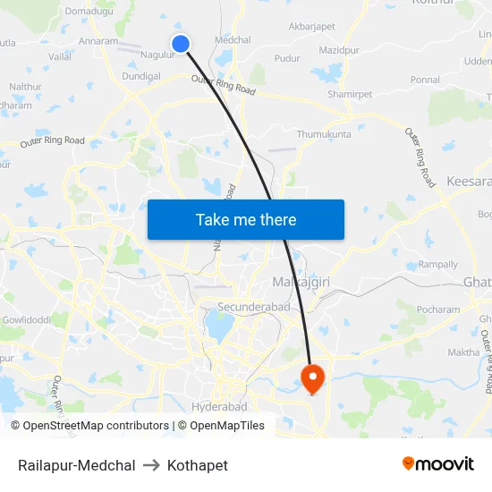 Railapur-Medchal to Kothapet map