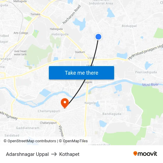 Adarshnagar Uppal to Kothapet map